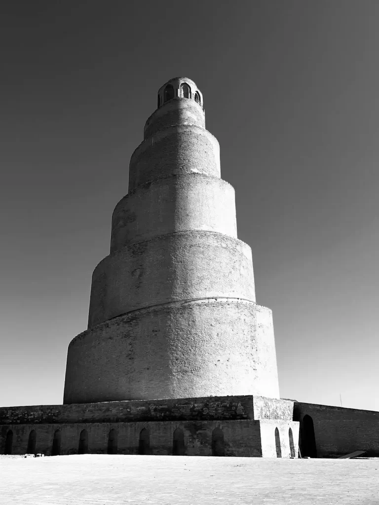 A photo of the Spiral Minaret of the Great Mosque in Samarra, Iraq.